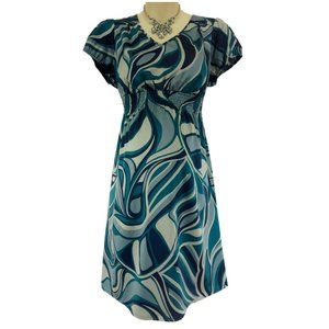 Size Medium BLUE ABSTRACT PRINT MATERNITY‎ DRESS Summer Baby Shower Liz Lange